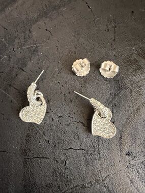Lia Sophia Silver Heart Pave Drop Earrings